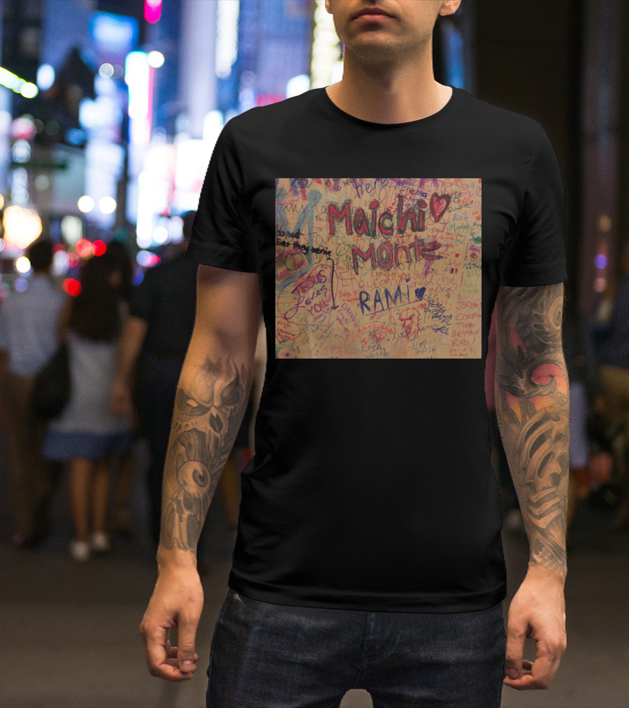 Quebecitti Graffiti Art: Maichi Monte Rami Jesus Loves You Text Collage T-Shirt