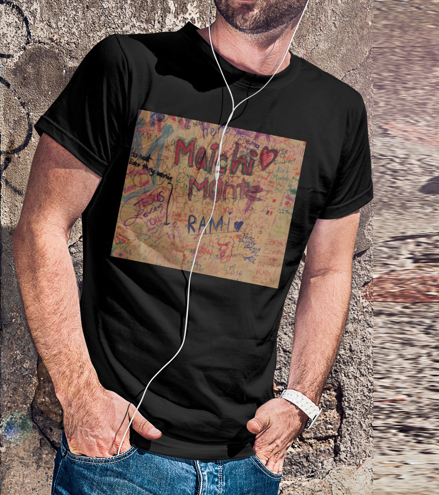 Quebecitti Graffiti Art: Maichi Monte Rami Jesus Loves You Text Collage T-Shirt
