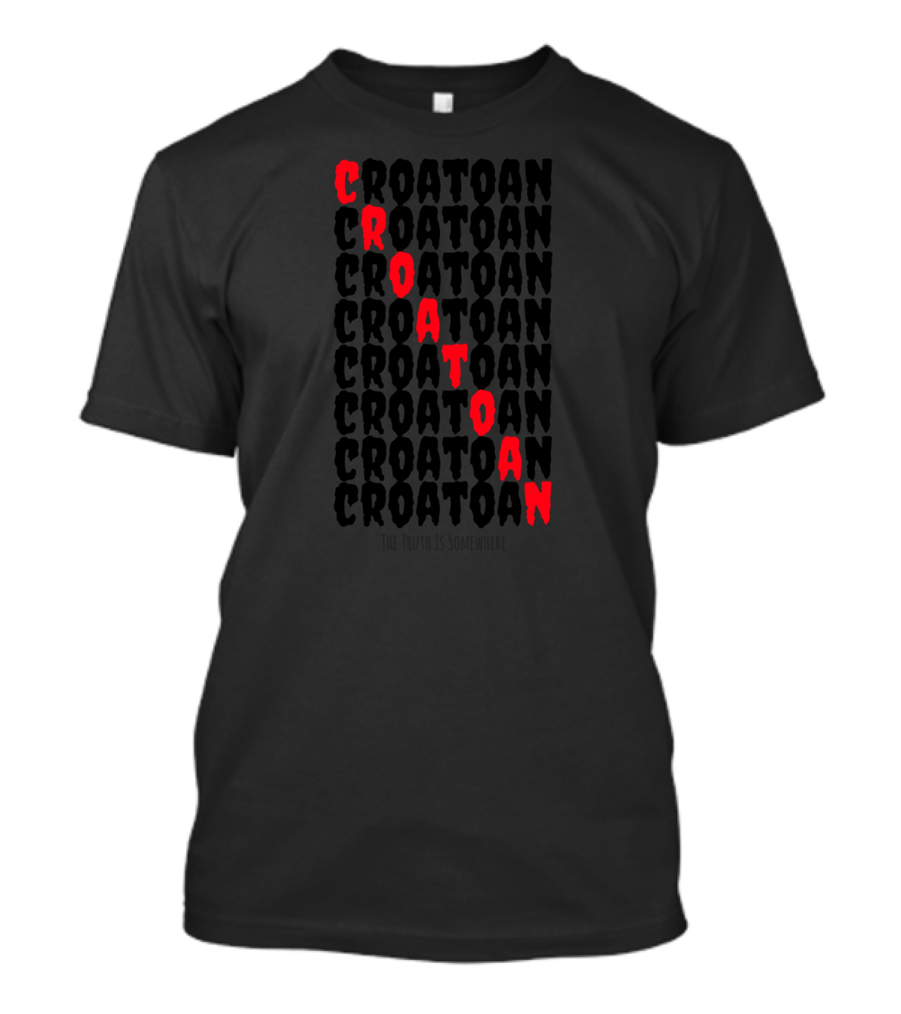 Croatoan Repeated Text Pattern With Red Highlights T-Shirt