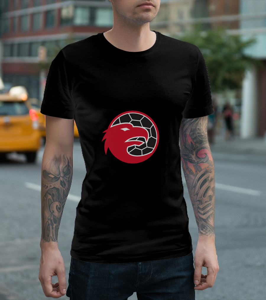 European Eagle Handball Emblem With Red And Black T-Shirt