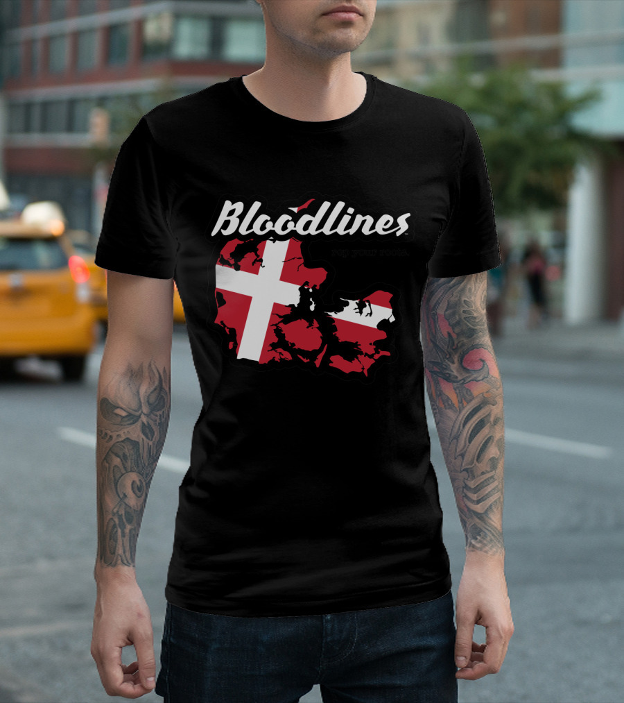 Bloodlines Denmark Rep Your Roots Flag Map T-Shirt