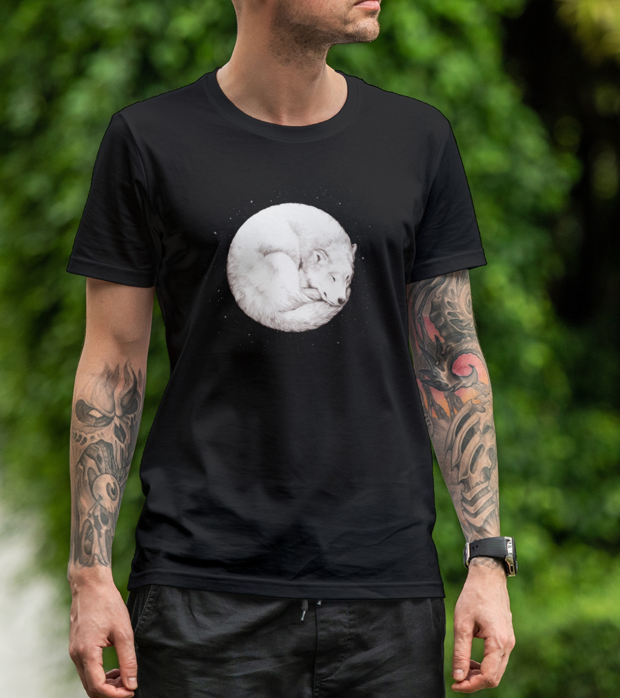Sleeping Wolf Moonlit Embrace In The Howl Of The Moon T-Shirt