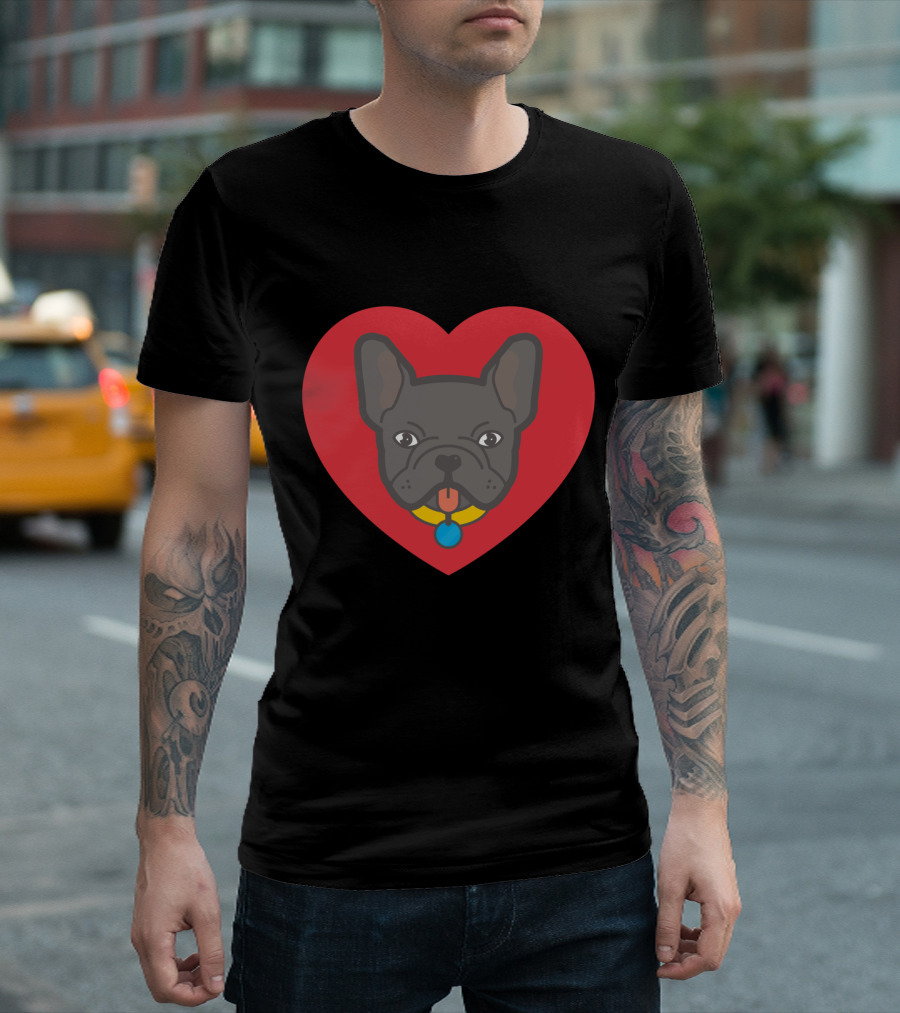 French Bulldog Heart Love Your Frenchie T-Shirt