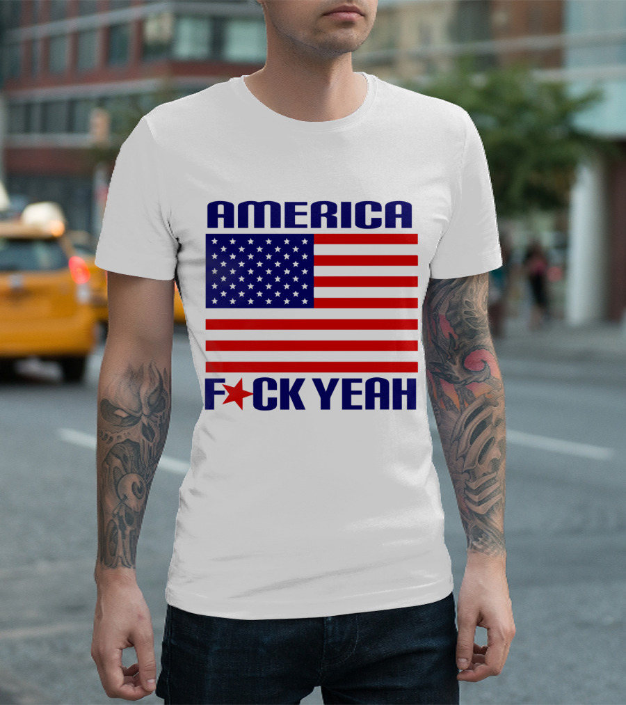 Patriotic America Fck Yeah Fourth Of July Celebration With Flag T-Shirt
