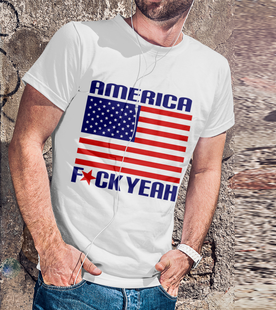 Patriotic America Fck Yeah Fourth Of July Celebration With Flag T-Shirt
