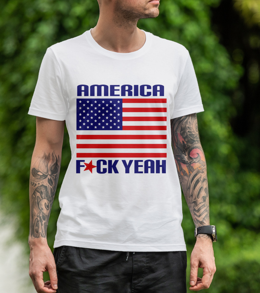 Patriotic America Fck Yeah Fourth Of July Celebration With Flag T-Shirt