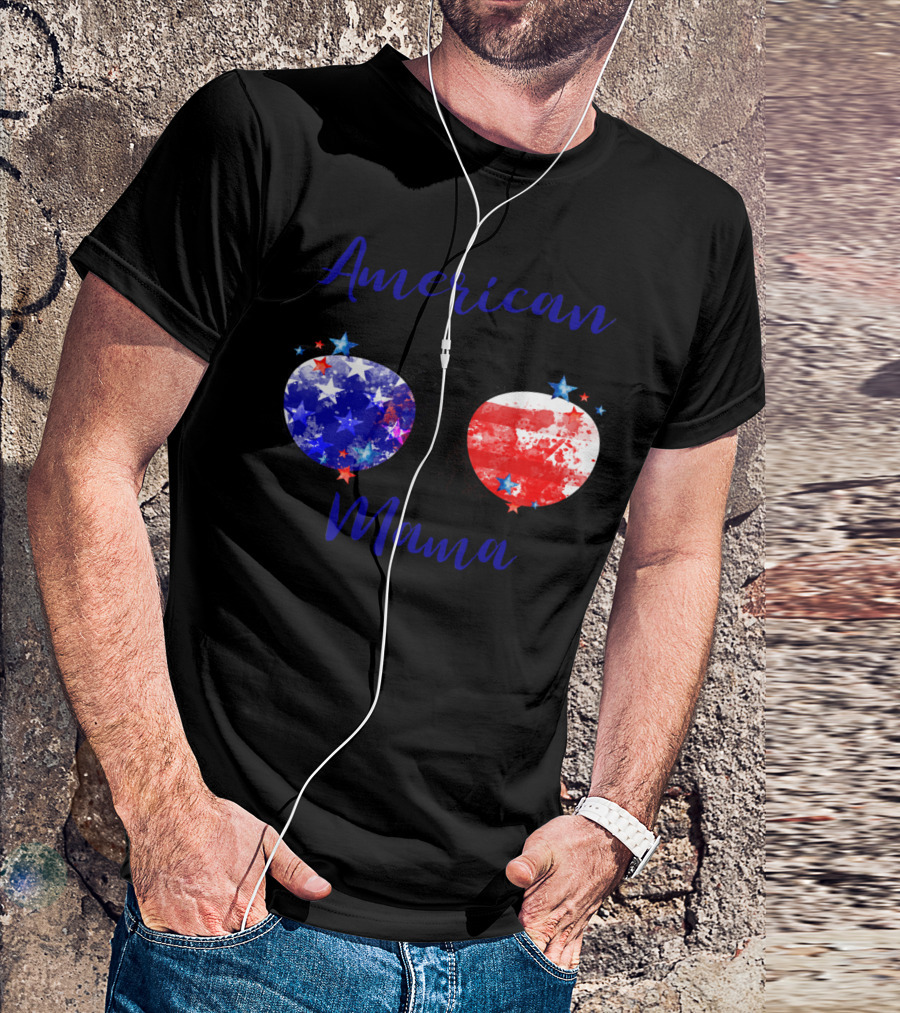 American Mama Patriotic Sunglasses Stars Stripes T-Shirt
