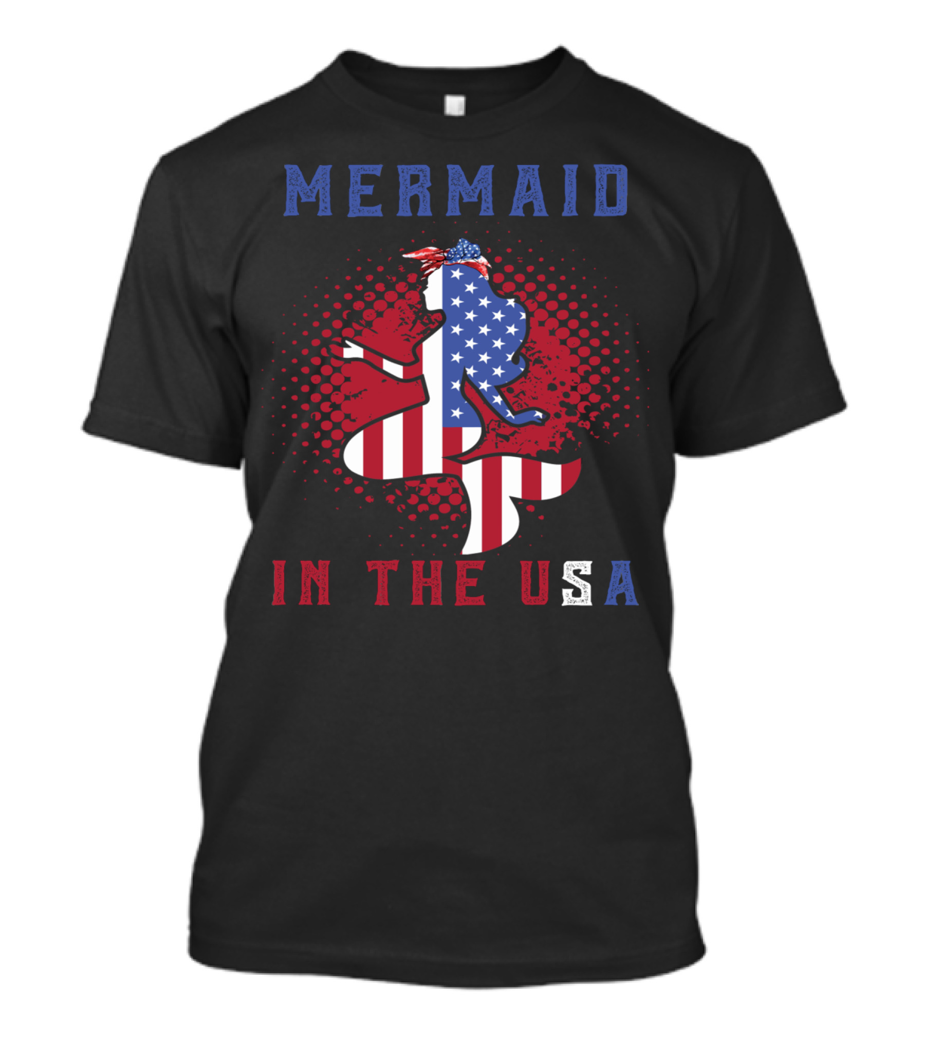 Mermaid In The USA American Flag Bandana Country T-Shirt