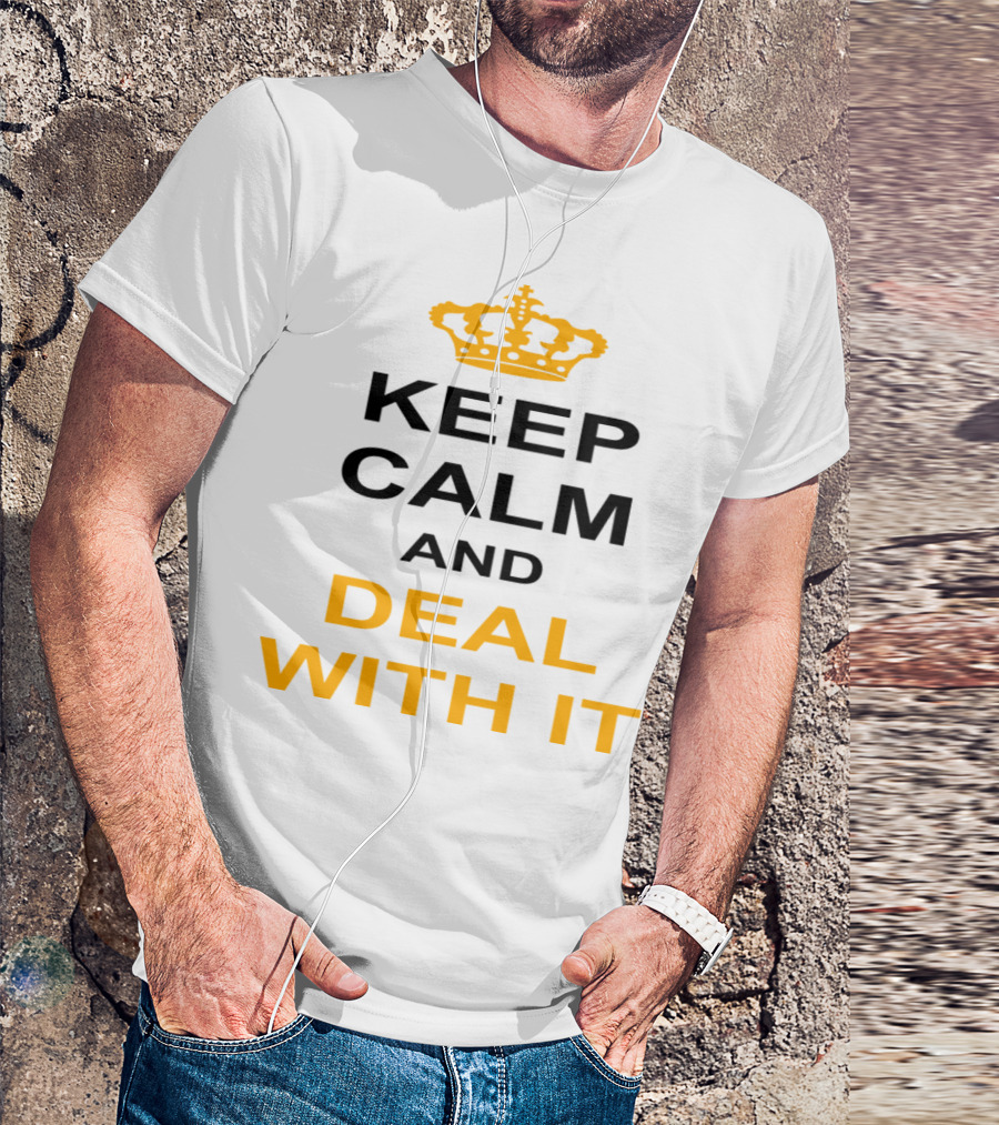 Keep Calm And Deal With It Crown Inspired Motif T-Shirt