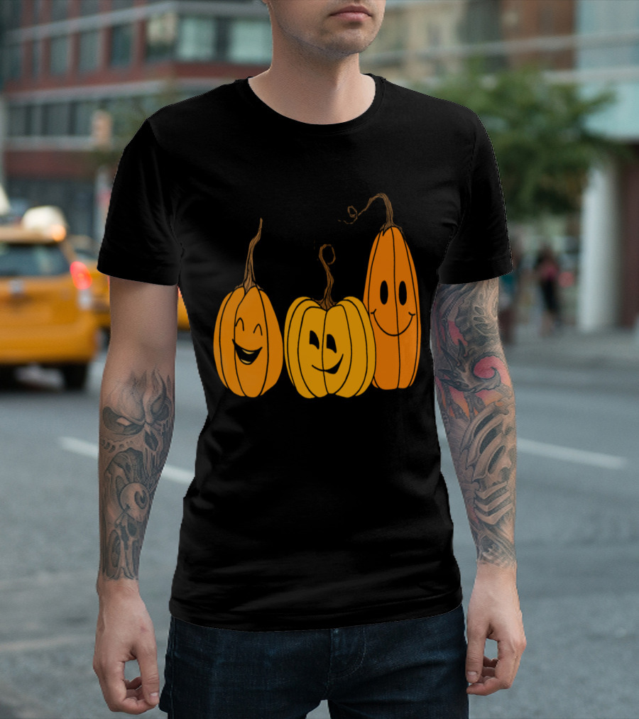 Three Pumpkins Happy Faces Halloween T-Shirt