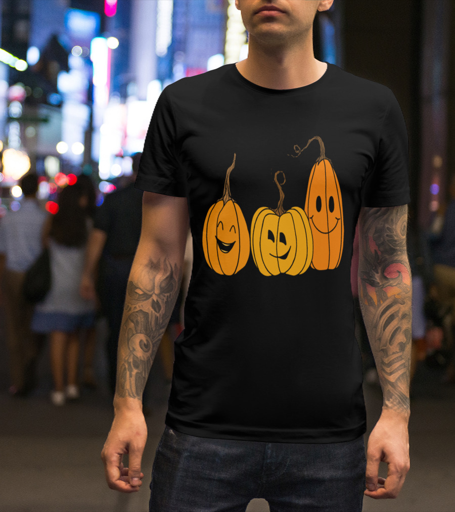 Three Pumpkins Happy Faces Halloween T-Shirt