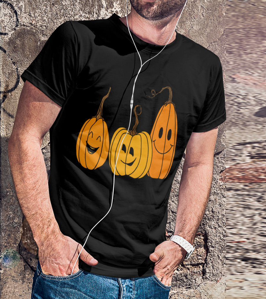 Three Pumpkins Happy Faces Halloween T-Shirt