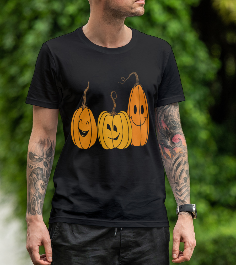 Three Pumpkins Happy Faces Halloween T-Shirt