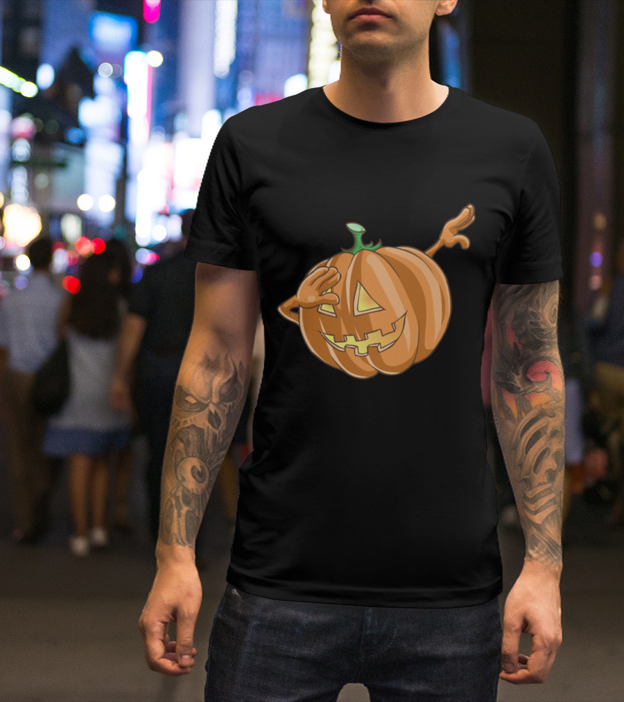 Halloween Dabbing Pumpkin Jack-O'-Lantern Cartoon T-Shirt