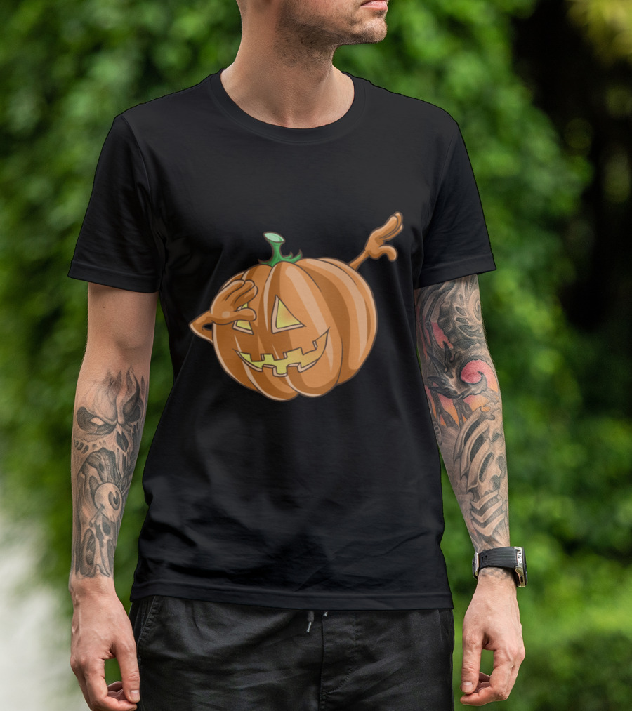 Halloween Dabbing Pumpkin Jack-O'-Lantern Cartoon T-Shirt