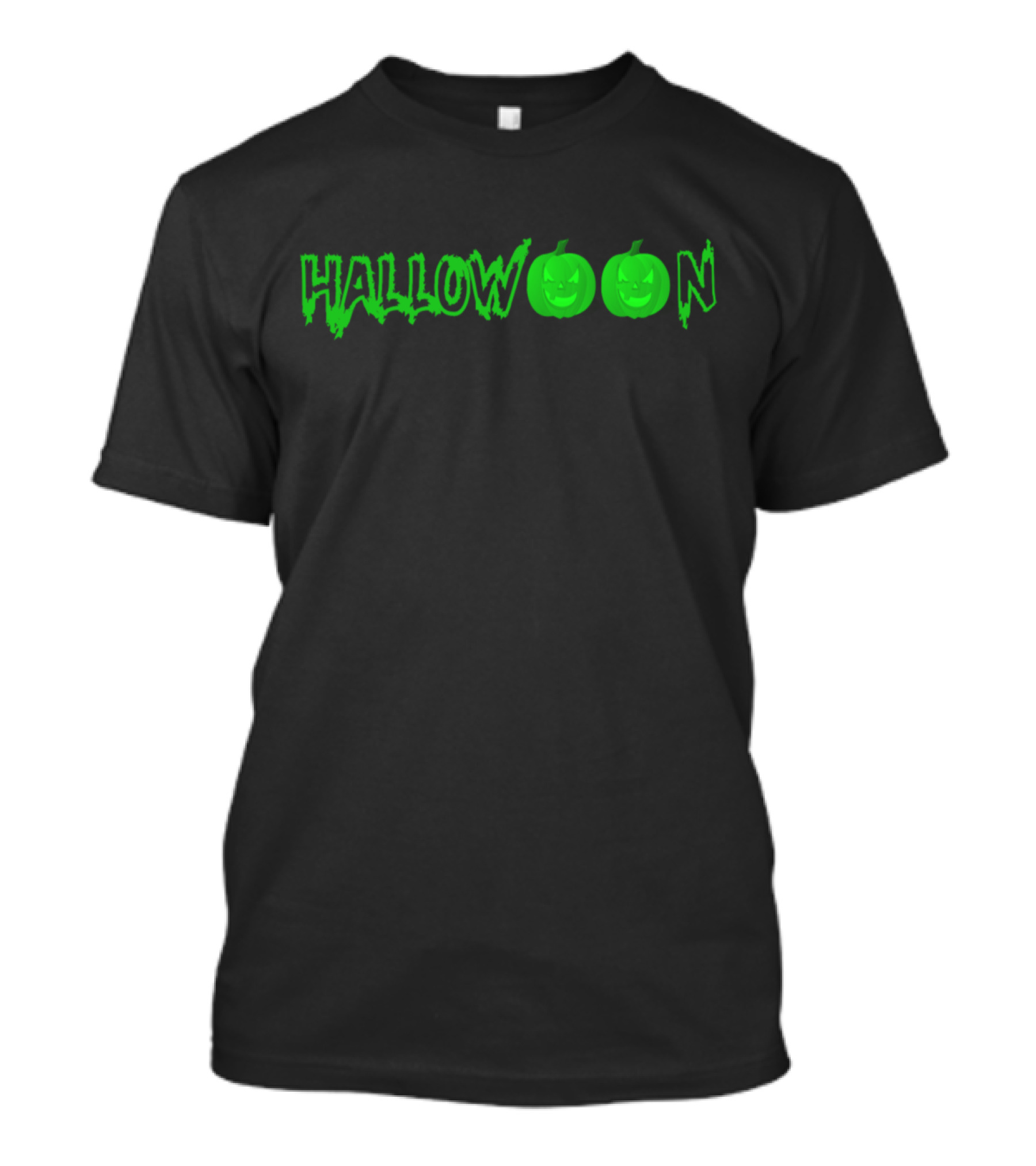 Halloween Hallowoon Pumpkin Face Green T-Shirt
