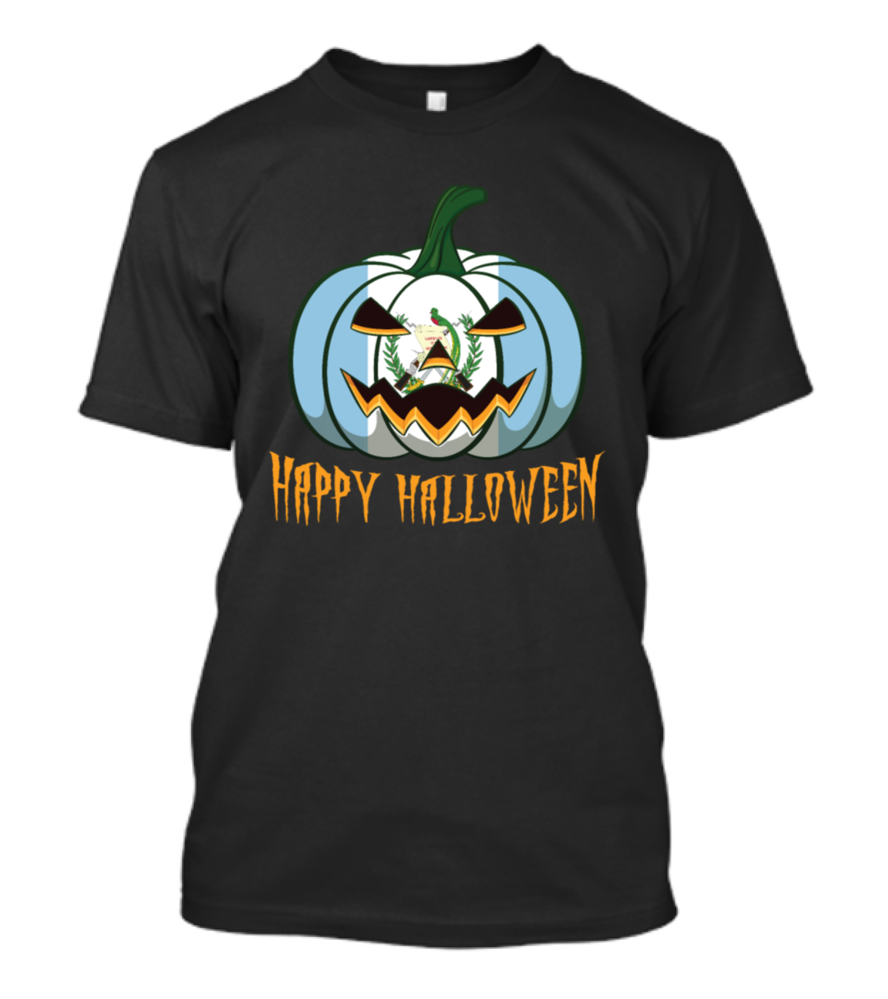 Happy Halloween Guatemalan Flag Pumpkin Jack O Lantern T-Shirt