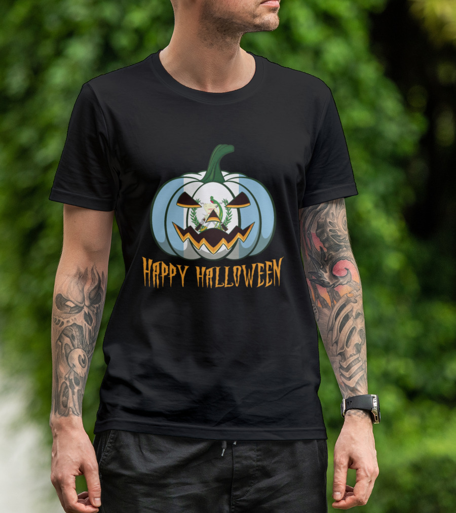 Happy Halloween Guatemalan Flag Pumpkin Jack O Lantern T-Shirt