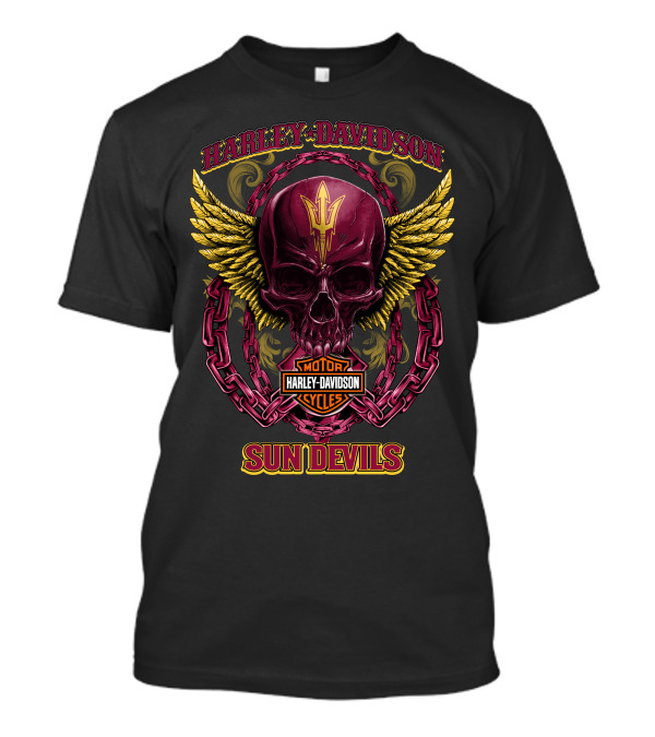 Harley Davidson Arizona State Sun Devils Skull Wings T-Shirt