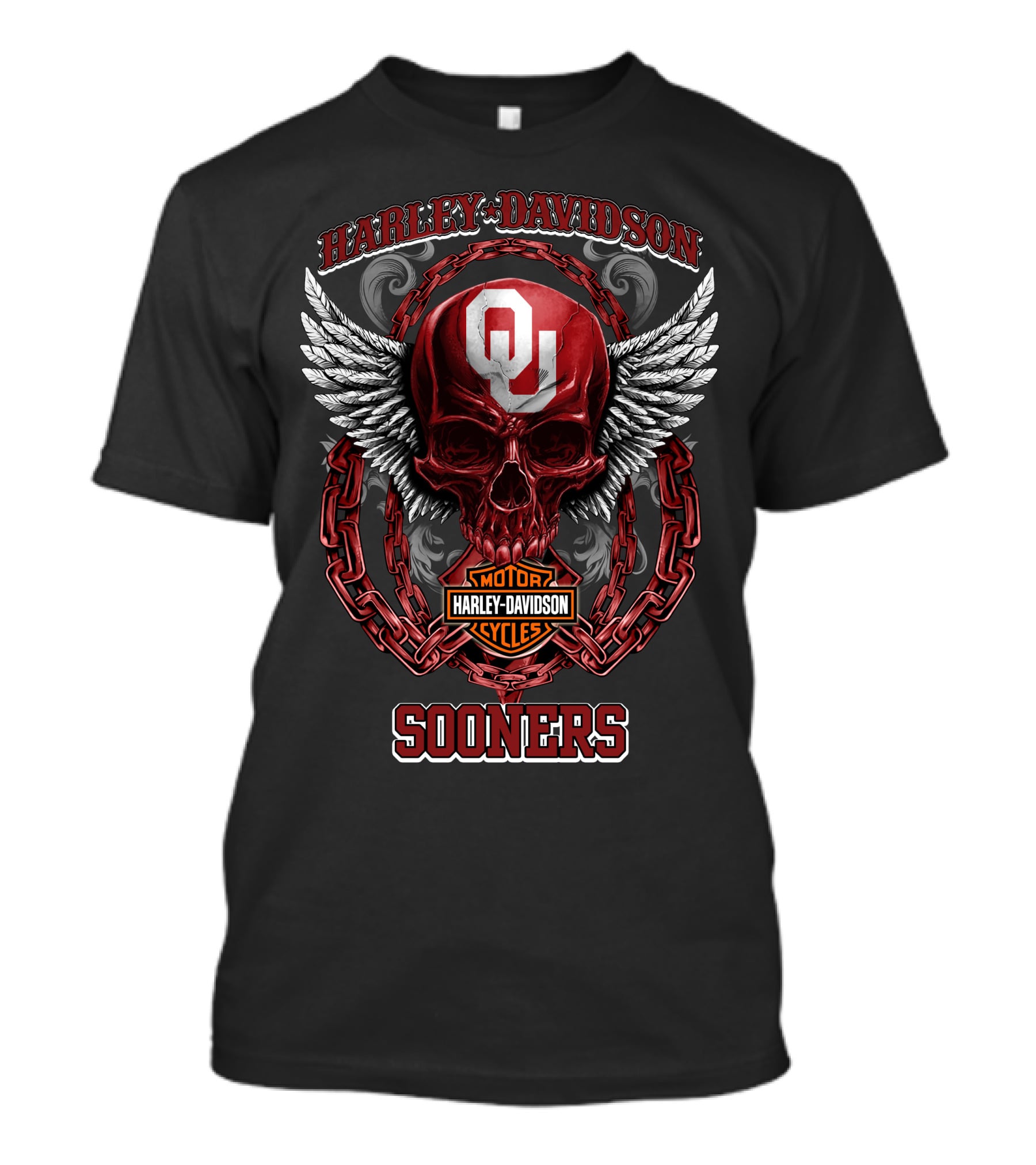 Harley Davidson Oklahoma Sooners Skull And Chains T-Shirt
