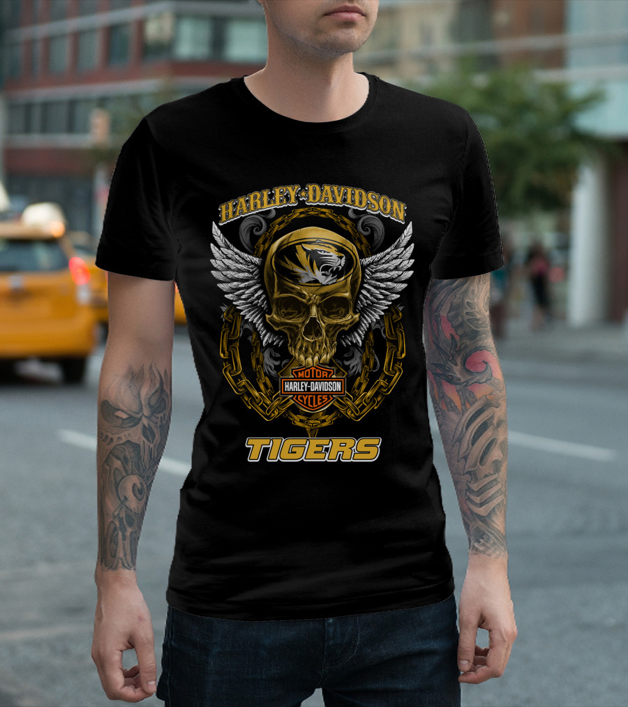 Harley Davidson Motor Cycles Tigers Missouri Tigers T-Shirt