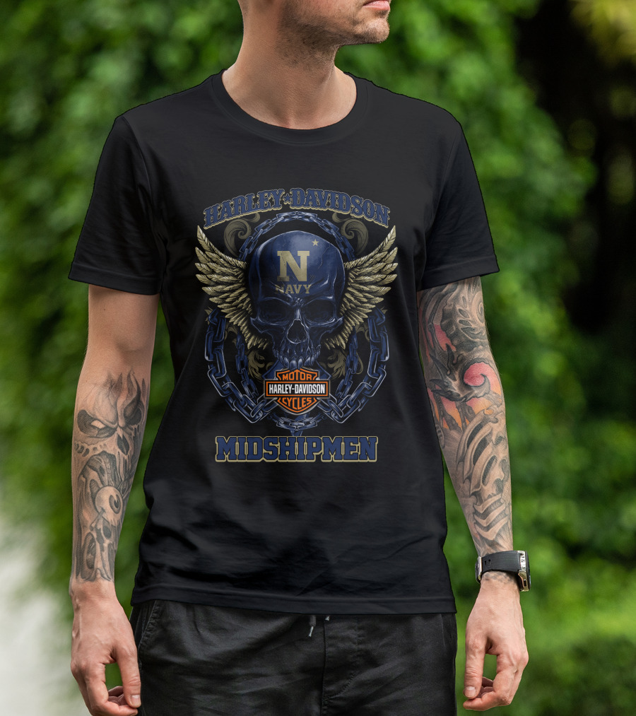 Harley Davidson Navy Midshipmen Motorcycles T-Shirt