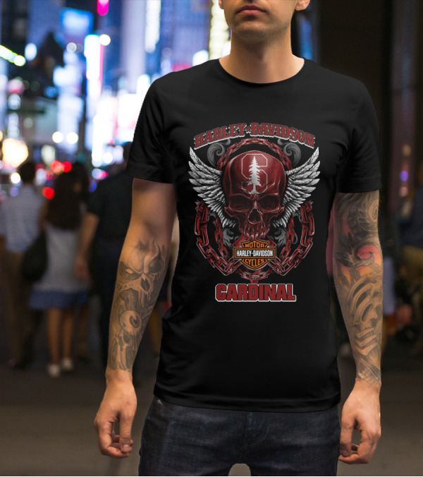Harley Davidson Stanford Cardinal Skull Wings Chains T-Shirt