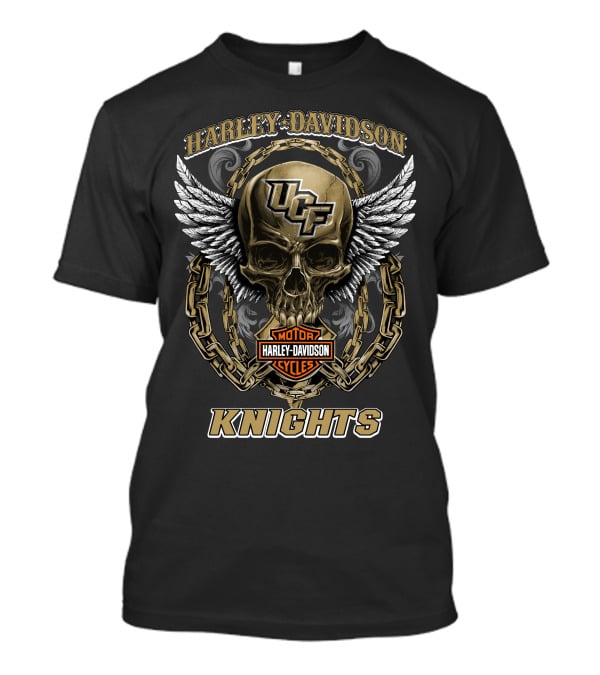 Harley Davidson Ucf Knights Motorcycles Skull Wings Chain T-Shirt