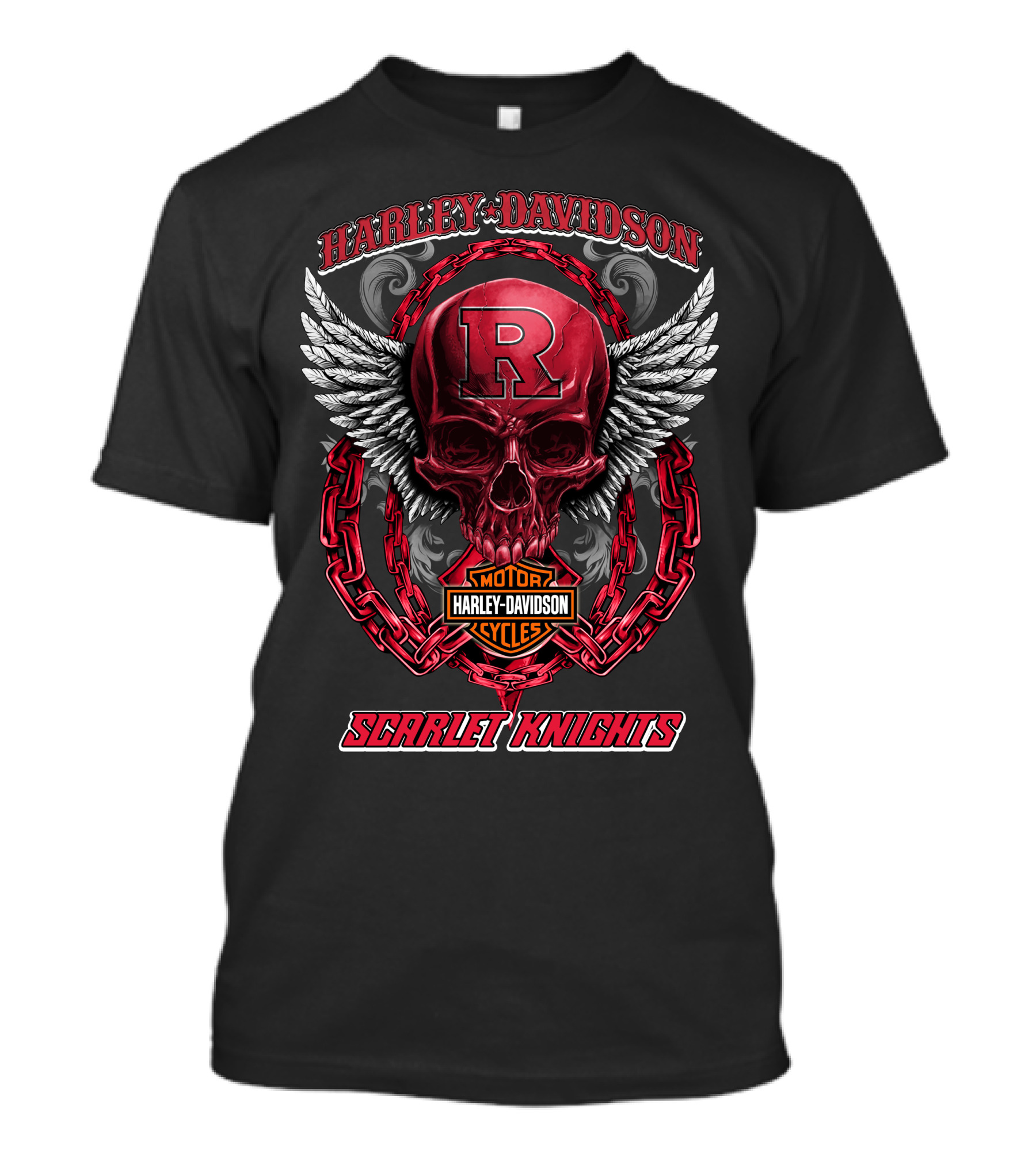 Harley Davidson Motorcycles Wings R Skull Scarlet Knights T-Shirt
