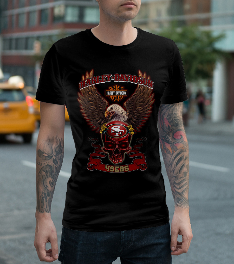 Harley Davidson San Francisco 49ers Sf Skull Eagle 49ers T-Shirt