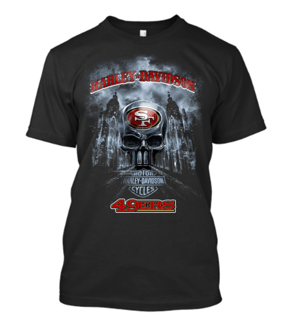 Harley Davidson San Francisco 49ers Skull Motor Cycles T-Shirt