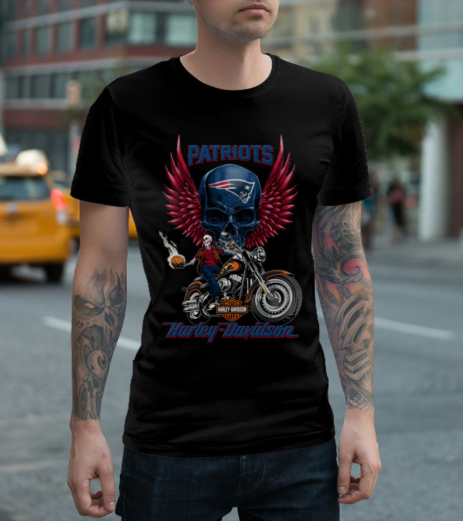 Patriots Harley Davidson Motor Cycles Nfl New England T-Shirt