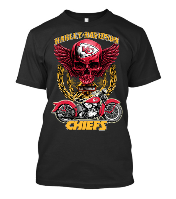 Harley Davidson Motor Cycles Skull Kc Chiefs T-Shirt