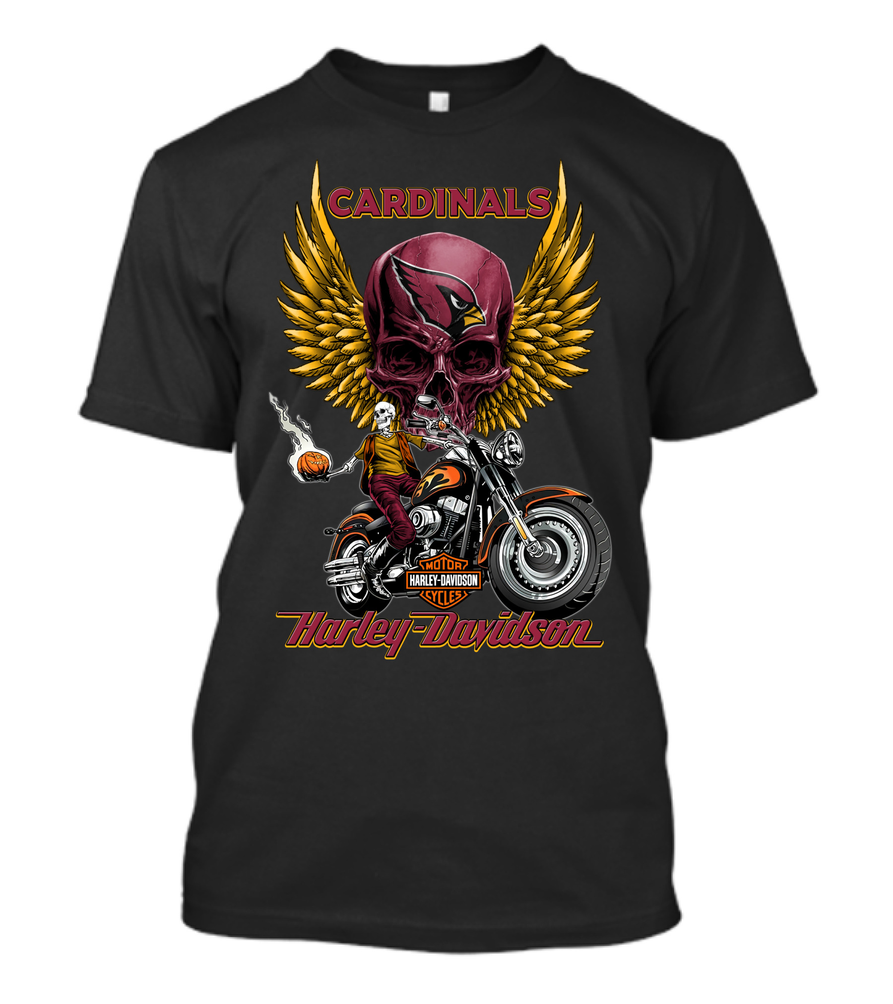 Cardinals Harley Davidson Motorcycles Skully Rider Nfl Arizona T-Shirt