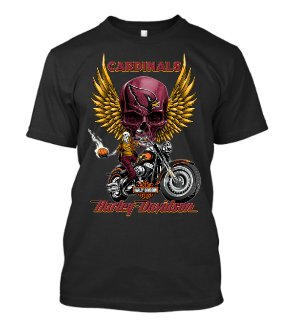 Cardinals Harley Davidson Motorcycles Skully Rider Nfl Arizona T-Shirt