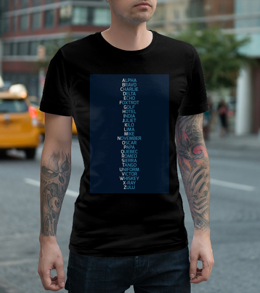 Phonetic Alphabet Chart Alpha Bravo Charlie Delta Echo Foxtrot Navy Blue T-Shirt