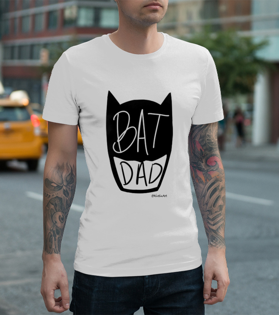 Bat Dad Comic Style Hero Mask Design By RivellaArt T-Shirt