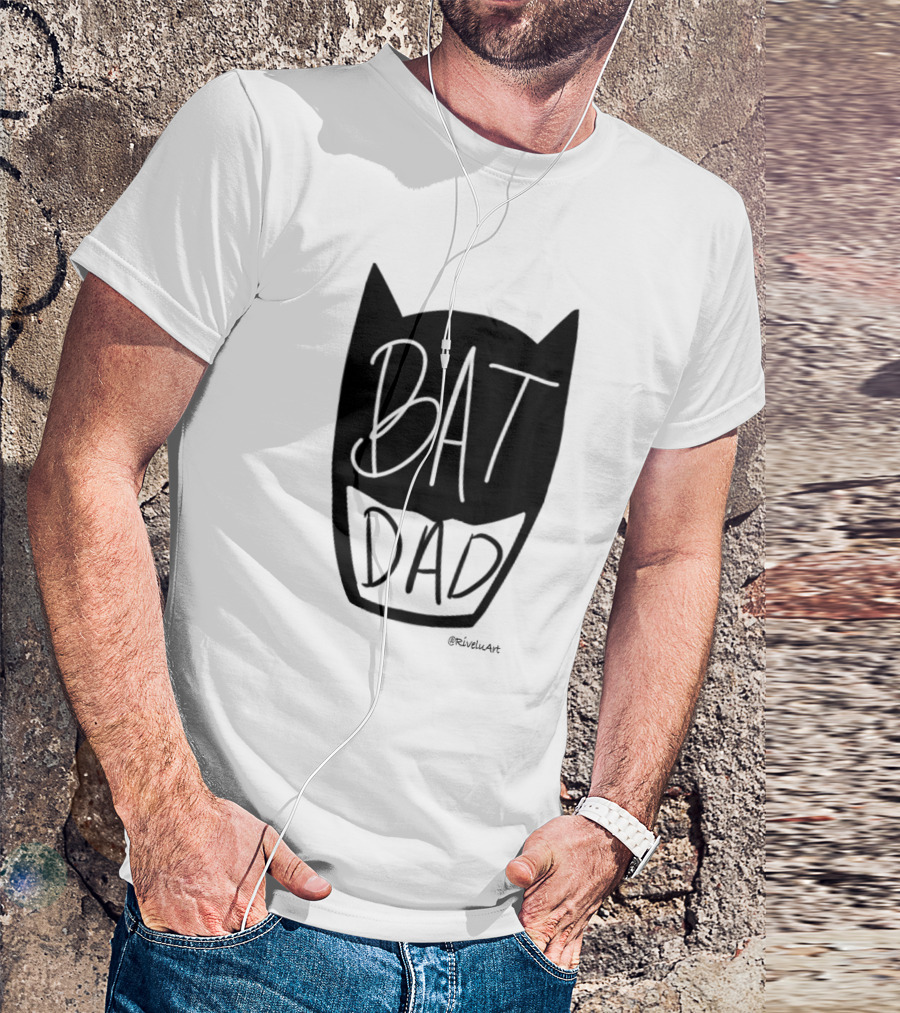 Bat Dad Comic Style Hero Mask Design By RivellaArt T-Shirt