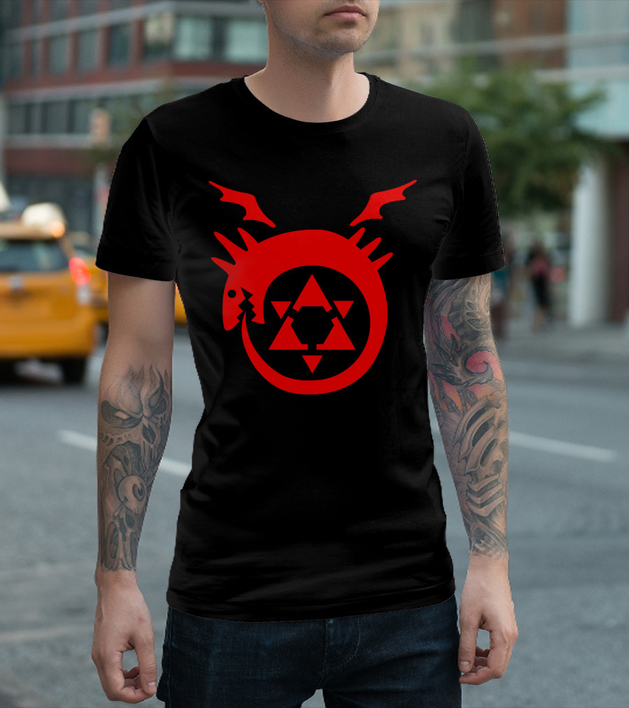 FullMetal Alchemist Uroboro Ouroboros Red Symbol Alchemy Emblem T-Shirt