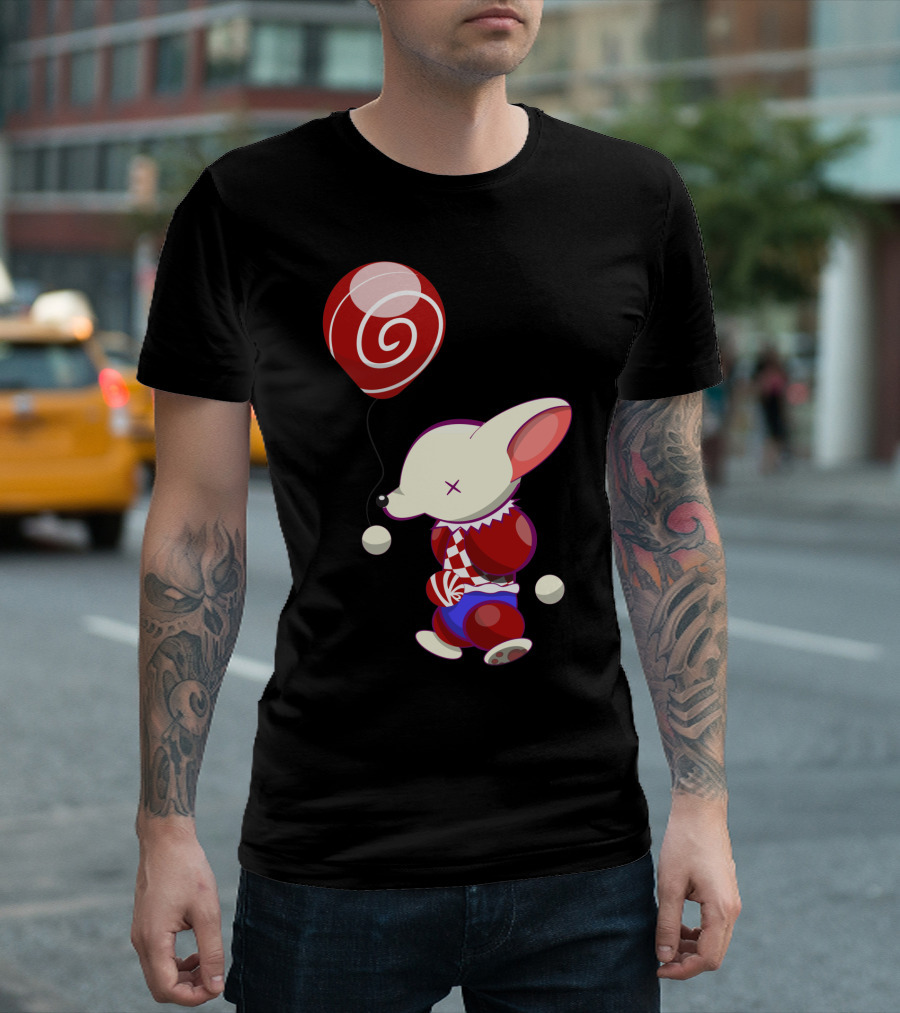 Adorable Circus Fox Holding Red Swirl Balloon T-Shirt