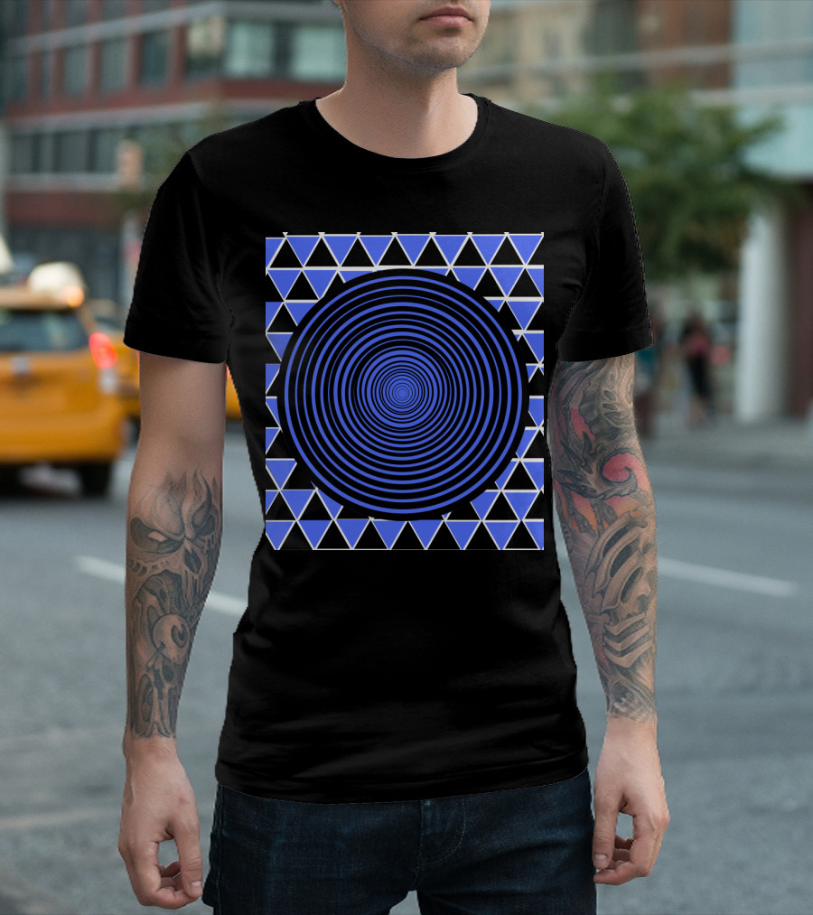 Almtheltat Circles Hypnotic Spiral and Geometric Triangle T-Shirt