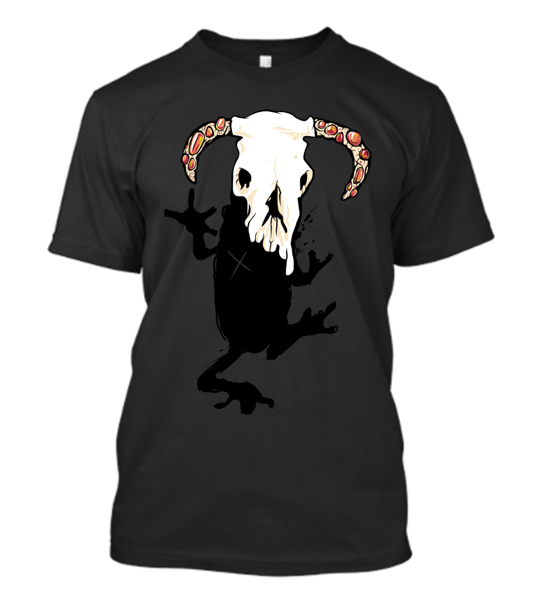 Desert Dance Skeleton With Horned Skull And Red Accents T-Shirt