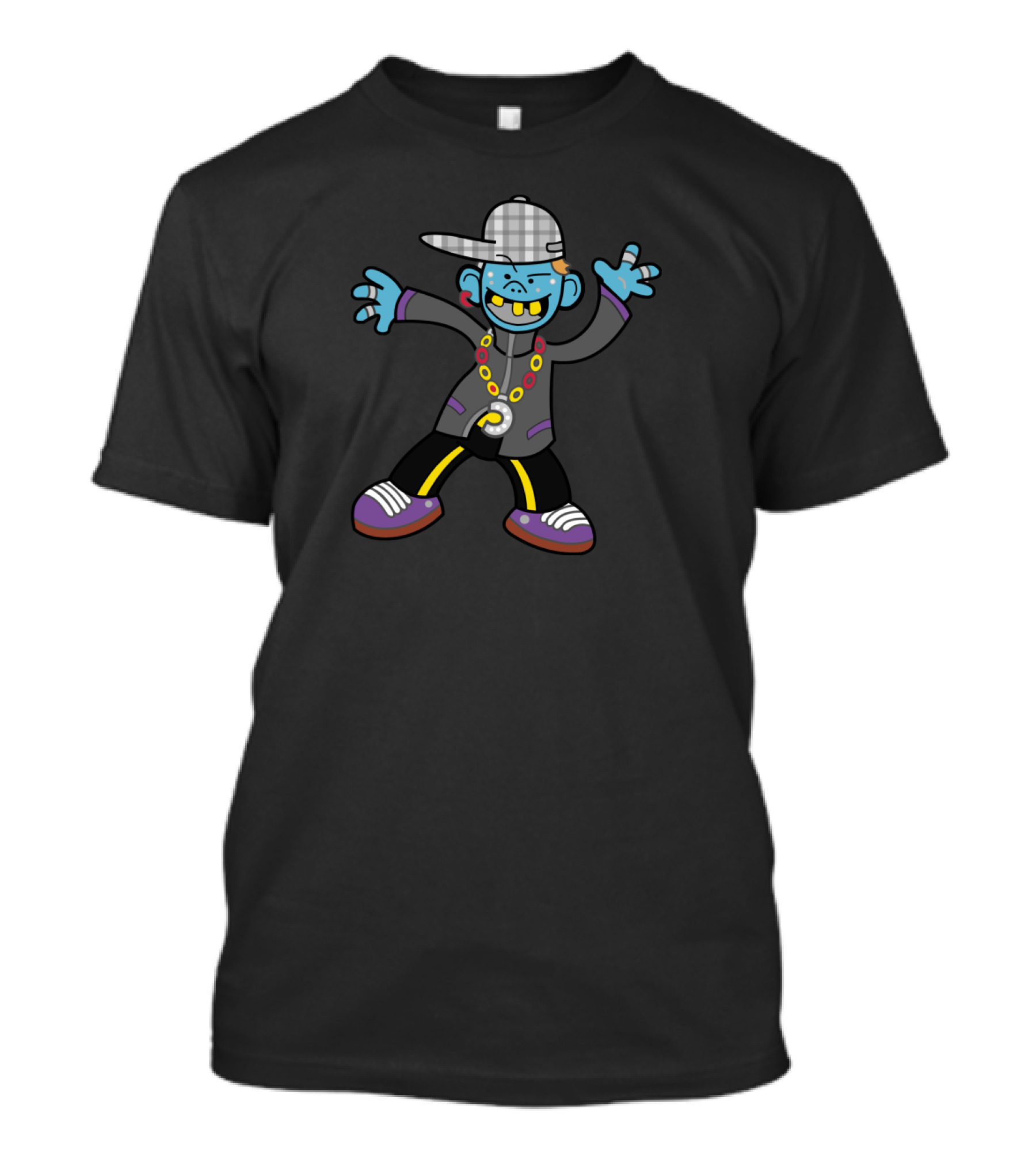 HipHop Dancer With Cartoon Character In Urban Streetwear T-Shirt