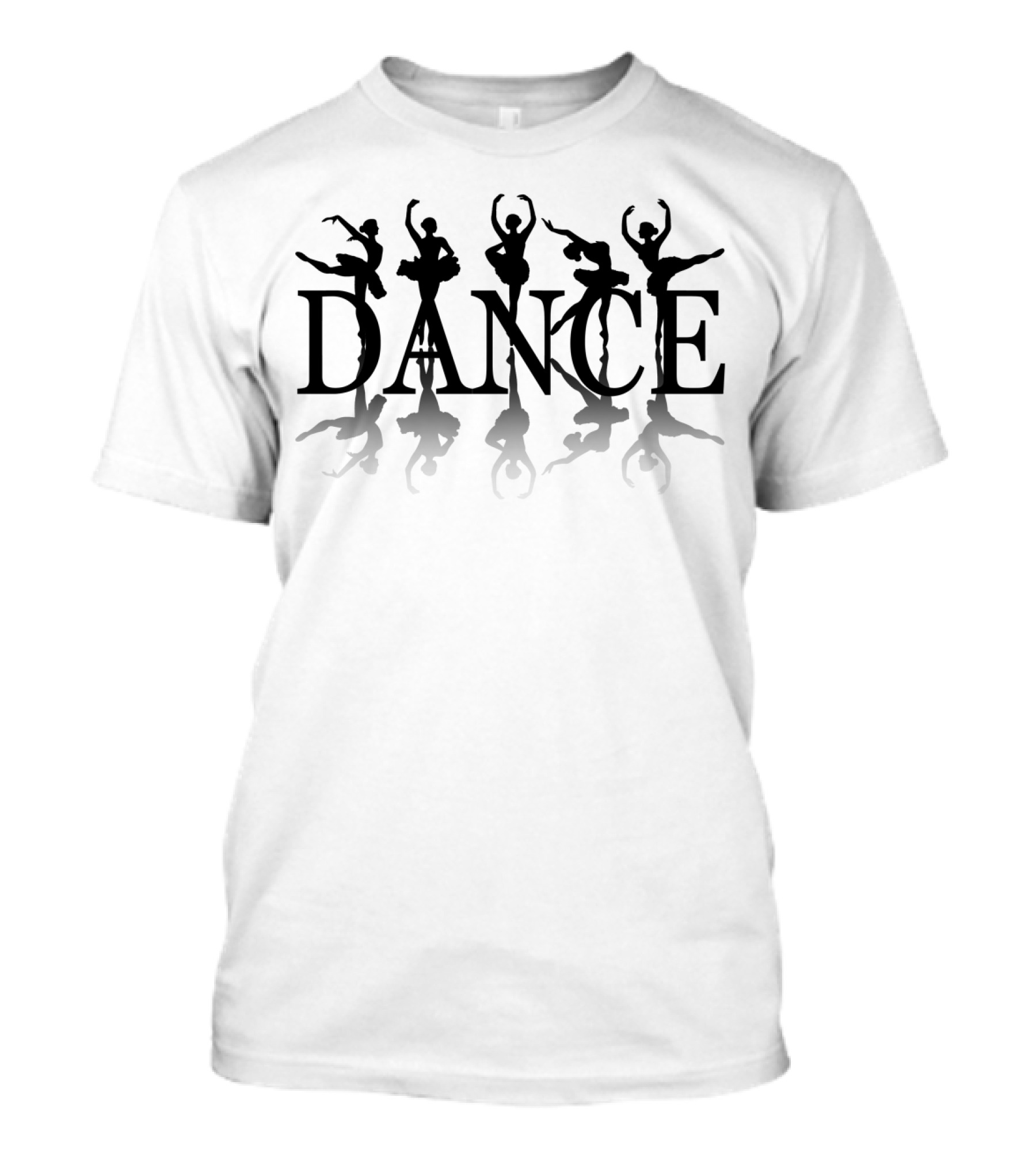 Ballet Dancer Silhouette Reflection With Dance Text Motif T-Shirt