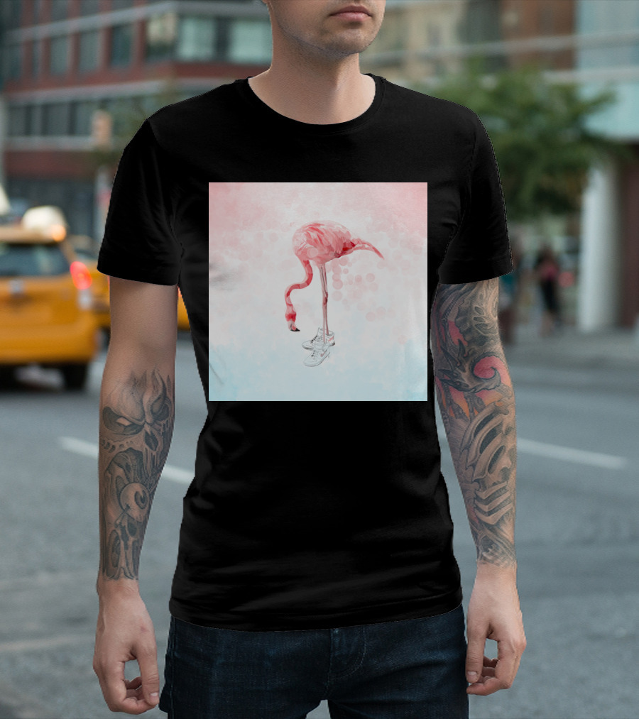 Speedy Flamingo With Running Shoes In Pink T-Shirt