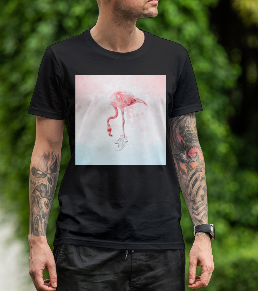 Speedy Flamingo With Running Shoes In Pink T-Shirt