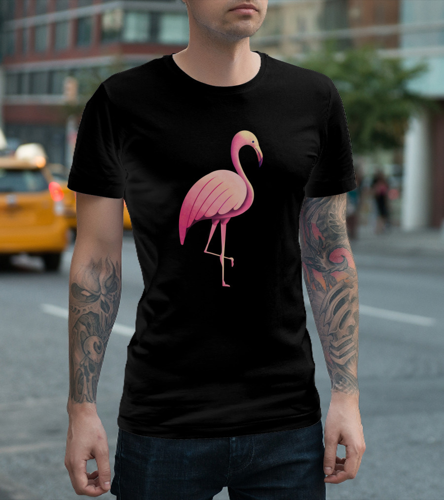 Tropical Flamingo Bird Wildlife Illustration in Pink Tones T-Shirt