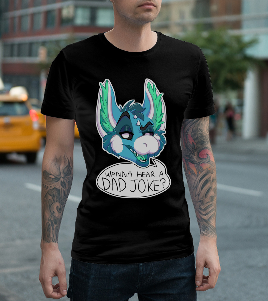 Wanna Hear A Dad Joke Blue Furry Character With Speech Bubble T-Shirt