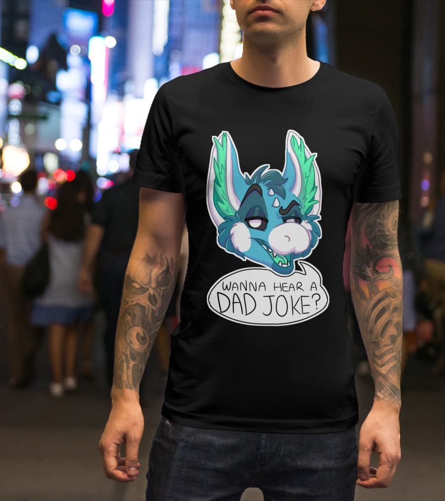 Wanna Hear A Dad Joke Blue Furry Character With Speech Bubble T-Shirt