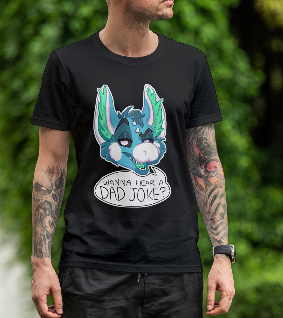 Wanna Hear A Dad Joke Blue Furry Character With Speech Bubble T-Shirt
